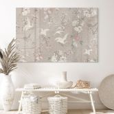 Acrylglasbild Kraniche im Kirschblüten-Rausch Beige - Bloomery Decor 