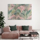 Tableau en verre acrylique Feuilles tropicales dans la jungle rose - Bloomery Decor 
