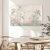 Tableau en verre acrylique Idylle tropicale avec colibri Apricot - Bloomery Decor 