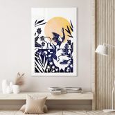 Acrylglasbild Goed Blauw - Linolschnitt Kranich 