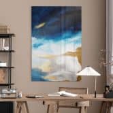 Acrylglasbild Pinselstriche Blau und Gold - Haniff 
