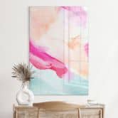 Acrylglasbild Pinselstriche Pink und Türkis - Haniff 
