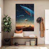 Tableau sur verre acrylique Heine - Two whales in space - Astro Cruise 
