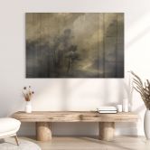 Tableau en verre acrylique Arbres dans la brume du crépuscule - Hobday 