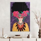 Acrylglas afbeelding Vrouw met bloemenkrans en stijfsel - Hülya 