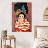 Acrylglasbild Frau mit Blumenkrone und Katzen - Hülya 