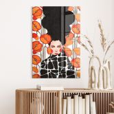 Acrylglasbild Frau mit Retro-Mohnblumen - Hülya 