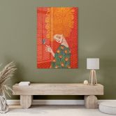 Acrylglasbild Kolibri und Frau im roten Licht - Hülya 