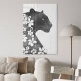 Acrylglasbild Schwarzer Panther mit weißen Blumen - Korenkova 