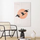 Acrylglasbild Vögel vor der pfirsichfarbenen Sonne - Kubistika 