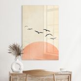 Acrylglasbild Vogelschwarm im Sonnenuntergang - Kubistika 