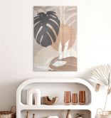 Tableau en verre acrylique Boho Monstera plante dans les tons naturels - Melloi Art Prints 