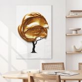 Tableau en verre acrylique Arbre avec couronne 3D dorée - Mielu 