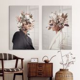 Tableau sur verre acrylique Fleurs féminines - Moth 