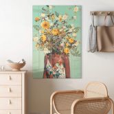 Acrylglasbild Moth - Frau mit Sommerblumen auf dem Kopf 