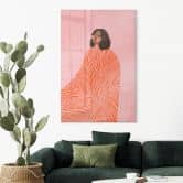 Acrylglasbild Frau mit orangefarbener Decke - Müller 
