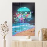 Tableau sur verre acrylique Error 404 sur la plage - Nicebleed 