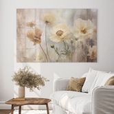 Tableau en verre acrylique Fleurs dans des tons pastels chauds - Paksoylu 