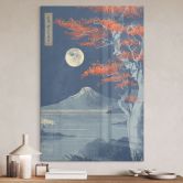Acrylglasbild Vollmond über dem Gipfel des Fuji-san - Roze 
