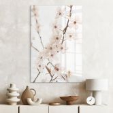 Tableau en verre acrylique Branche avec fleurs de cerisier blanches - Sisi & Seb 