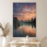 Acrylglasbild Zhang - Asiatische Flusslandschaft in der Abenddämmerung 