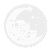 Acrylglasbild, Fensterbild zum Aufhängen Schlafender Teddy auf dem Mond | Babyzimmer Hängedeko - Rund 