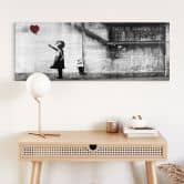 Tableau en verre acrylique Banksy - Girl with balloon - Panorama 