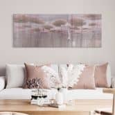 Acrylglasbild Lotusblumen mit Schwan im Wasser in Altrosa - Ms Tiff - Panorama 