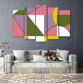 Leinwandbild 5 teilig, Geometrische Abstraktionsformen 