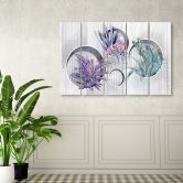 Leinwandbild 5 teilig, Quadratkisten Regale mit Blumen 