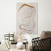 Wandbild Abstrakte Line Art in Gold und Beige - Alu-Dibond - Alma 