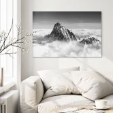 Wandbild Bergspitze über den weißen Wolken - Alu-Dibond 