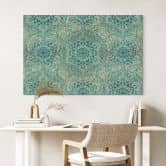 Wanddecoratie Mandala Boho goudgroen - Bloomery Decor - aluminium dibond 
