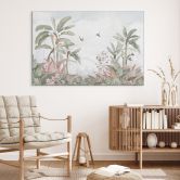 Wandbild Tropische Idylle mit Kolibri Blau - Bloomery Decor - Alu-Dibond 