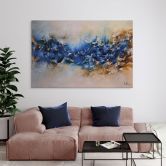 Wandbild Blau-goldene Interaktion - Fedrau - Alu-Dibond 