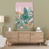 Wandbild Botanische Illustration in Grün und Rosa - Goed Blauw - Alu-Dibond 