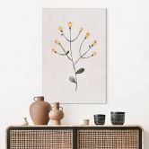 Wandbild Zarte Pflanze mit gelben Blüten - Goed Blauw - Alu-Dibond 