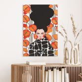 Wandbild Frau mit Retro-Mohnblumen - Hülya - Alu-Dibond 