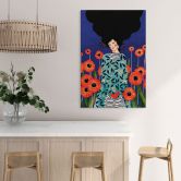 Wandbild Porträt im Mohnblumenfeld - Hülya - Alu-Dibond 