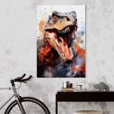 Vægmaleri T-Rex: Det vilde ansigt fra forhistorisk tid - Jaszke - Alu-Dibond 