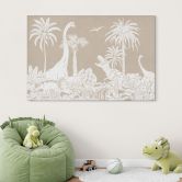 Wandbild Dinosaurier im wilden Dschungel - Braun - Kikki Belle - Alu-Dibond 