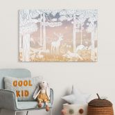 Wandbild Friedlicher Wald mit Hirschen und Füchsen - Ombre - Kikki Belle - Alu-Dibond 