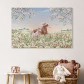 Wandbild Pferde auf der Blumenwiese - Kikki Belle - Alu-Dibond 