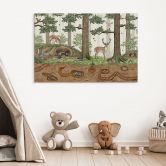 Wandbild Wimmelbild Waldtiere - Kikki Belle - Alu-Dibond 