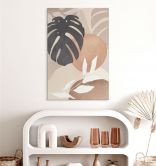 Wandbild Boho Monstera Pflanze in Naturtönen - Melloi Art Prints - Alu-Dibond 