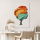 Wandbild Baum mit oranger und grüner 3D-Krone - Mielu - Alu-Dibond 
