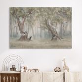 Wandbild Süße Waldtiere zwischen Bäumen - Ms Tiff - Alu-Dibond 
