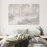 Wandbild Wald am See im Nebel in Beige - Ms Tiff - Alu-Dibond 