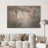 Wanddecoratie Bosmagie in de ochtendnevel Beige - Ms Tiff - Alu-Dibond 