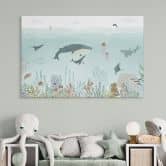 Wandbild Unterwasser-Abenteuer mit Meerestieren - Blau - Oliver Robins - Alu-Dibond 